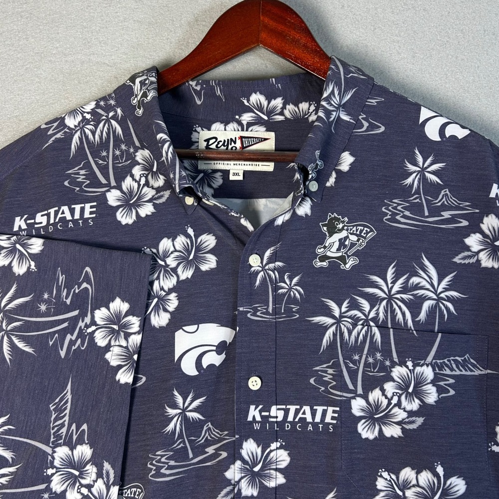 Reyn Spooner Kansas State Wildcats Hawaiian Shirt Mens 3XL Purple Stretch NCAA